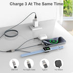 2025 Upgraded 3 in 2 Travel Charger for Apple Watch & iPhone - USB C/Magnetic Wireless Fast Charging Cable, Compatible with iWatch Ultra 2/SE/10-1, iPhone 16/15, Galaxy S24 (Portable 6FT)