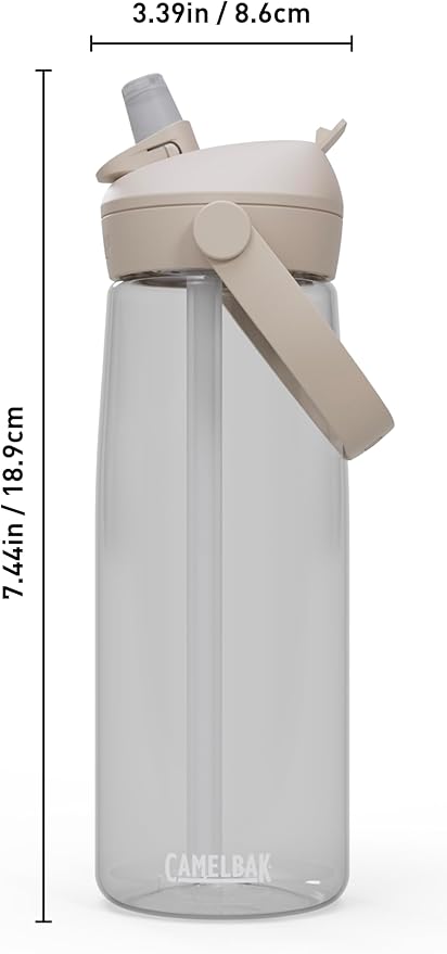 CamelBak Thrive Flip Straw 25oz Water Bottle with Tritan Renew – Easy Carry - Straw Top, Clear
