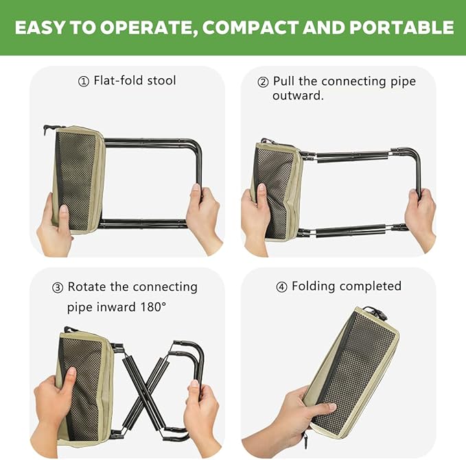 Portable Ultralight Travel Stool Camping Chair Fishing Stool - Gray Carbon Steel and Keychain, Handbag Style Pocket Foldable