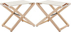 Wood Folding Camping Stools Set of 2, 18.5" Hardwood Portable Fishing Folding Stool with Heavy Duty Metal Support Canvas Camp Stool Foldable Footstool for Outdoor Hiking Picnic BBQ, Beige