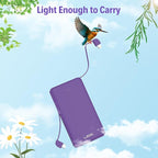 10000mAh Slim Power Bank with Built in Cable,Thin Lightweight Portable Phone Charger,4 Output USB C Travel Essentials External Battery Pack Clutch Charger for iPhone,Samsung,Android,Heated Vest,Purple