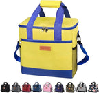 iknoe Large Cooler Bag Collapsible, 15L Insulated Bags, Leakproof Lunch Cooler Tote with Multi-Pockets for Adult, Insulated Lunch Box for Beach, Picnic,Work, Yellow 24-Can