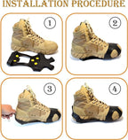Ice Cleats Snow Crampons for Shoes and Boots 10 Studs Crampons Ice Grips Anit Slip Silicone Rubber Walk Traction Ice Cleats Slip-on Stretch Footwear Walking on Snow and Ice S/M/L/XL