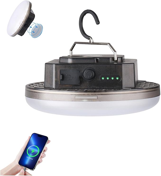 Transparent Portable Rechargeable LED Camping Lights,Waterproof Outdoor Light with 5000Lm,Super Bright Hanging Lanterns for Tents, Canopies & Outdoor Emergencies