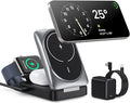 3-in-1 Wireless Charger Charging Station for iPhone, Qi2 Certified 15W Fast Charging Foldable Magnetic Charger Stand with 30W USB C Adapter for MagSafe iPhone 16/15/14/13/12, Apple Watch, AirPods