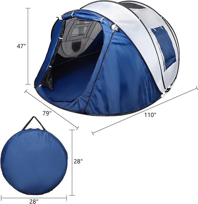 Camping Tent Portable Waterproof Instant Camping Tent with 1-Minute Setup Lightweight Tent for Camping Beach Outdoor Travel Backyard