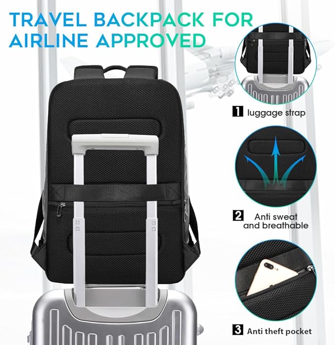 FUTURE AESTHETICS Business Smart Backpack Waterproof for women,men,Fight Approved Durable Backpack suitable as overnight and travel backpack (Grey)