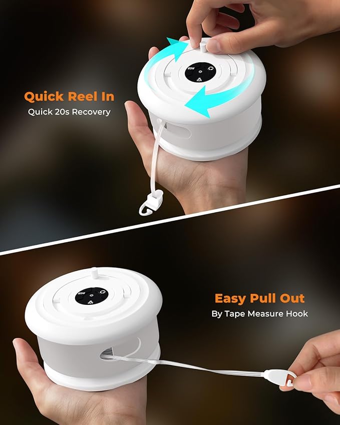 Camping String Lights, Retractable 32.8ft RGB Flash Lamp, Rechargeable Fairy LED Rope Lights Outdoor Waterproof, Portable Hanging Lantern for Outside Tent Patio Awning Garden RV Essentials