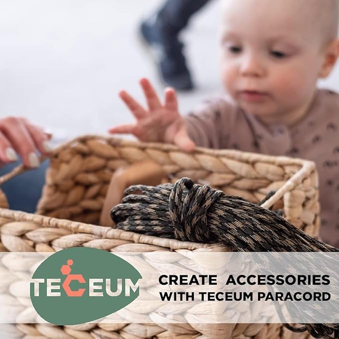 TECEUM 5/32" Paracord Rope 1000 – 1000ft / 200ft / 100ft / 50ft – Tactical Parachute Cord 4mm – 45+ Colors – Nylon String for Survival & Camping Gear – Stripe Cord for Survival – Utility Rope