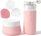 2 oz Travel Bottle Silicone Small Liquid Travel Containers 2 Pack Leak Proof TSA Approved Bottles On The Go Size Traveling Kit for Toiletries Shampoo Body Wash Skincare Lotion Women - Leather Pink