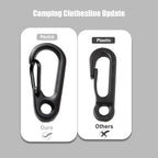 Portable Travel Clothesline Cord, Caudblor Adjustable 33ft Camping Clothes line, Laundry Drying Rope for Hotel Trip, Cruise, Outdoor/Indoor, with 12Pcs Stoppers, Windproof Clothespins