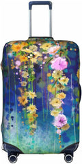 Travel Luggage Cover Suitcase Protector, Abstract Spring Flower Watercolor Thicker Elastic Stretch Anti-scratch Luggage Sleeve with Concealed Zipper for Wheeled Suitcase Fits 29-32 Inch Luggage