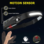 Rechargeable Headlamp 3PCS, 230° Wide Beam Head Lamp, Motion Sensor LED Headlamp Rechargeable, 5Mode Bright Headlamps for Adults, Head Lights for Forehead, Hard Hat Headlight, Camping Essentials Gear