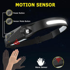 Rechargeable Headlamp 5PCS, 230° Wide Beam Head Lamp, Motion Sensor LED Headlamp Flashlight, 5Mode Headlamps for Adults, Bright Head Lights for Forehead, Hard Hat Headlight