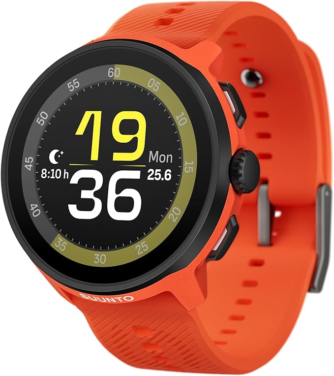 SUUNTO Run Running GPS Sports Watch with Silicone Strap, 1.32" AMOLED Touchscreen w/Crown Button, Wrist Heart-Rate & Sleep Health Tracking, Coral Orange
