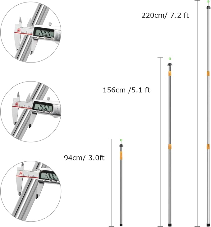 SANLIKE Telescoping Tarp Pole Heavy Duty Tent Poles, 33"-86.6"/94" Thickened Tube Collapsible Stainless Steel Canopy Poles for Camping Backpacking Hiking Awning Sun Sails Outdoor Sports, Set of 2