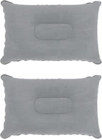 2 Pack Ultralight Inflatable Pillow Small Squared Flocked Fabric Air Pillow for Beach Hiking,Camping,Traveling,Napping,Desk Rest,Neck &Lumbar Support(Gray)