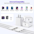10Foot Fast iPhone Charging Cable,3-Pack Super Fast i Phone Charger USB C Charging Block Wall Charger PD Adapter with 10FT Type C to Lightning Cable Cord for iPhone 14/13/12/11ProMax/XS Max/XS/XR/8/SE