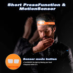 Rechargeable Headlamp Flashlight,Super Bright LED Head Torches,Sensor Control, 6 Light Settings, IPX5 Waterproof & Lightweight, Ideal for Camping, Running & Hiking Outdoor (2, Orange)
