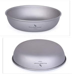 iBasingo Titanium Pan Dish Plate with Carry Mesh Bag Ultralight for Outdoor Camping Tableware Cookware Mess Kit A-Ti1101T