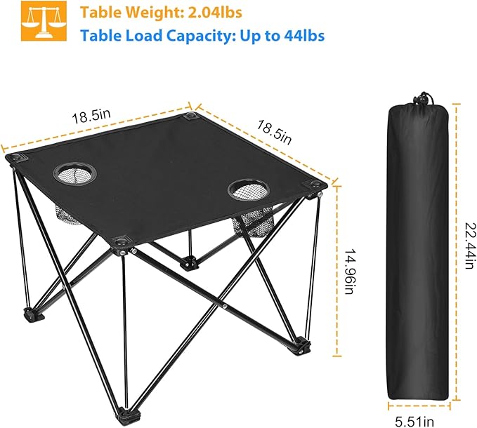 Moclever Foldable Camping Table – Ultralight Portable Table with Cup Holders & Carry Bag, Perfect for Outdoor Adventures, Picnic, Beach, BBQ, Hiking & Home Use