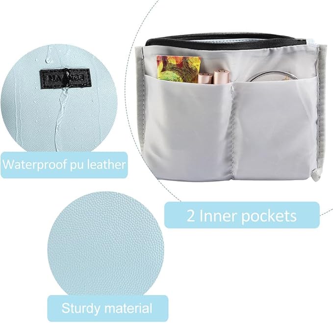 Cosmetic Bags for Women Small Makeup Bag for Purse Pu Leather Makeup Pouch Travel Makeup Bag with Zipper Make Up Bag for Travelling