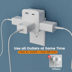 Multi Plug Outlet Extender, 3 AC Outlets with 2 USB Charging Ports (1 USB-C/1 USB-A), 3-Sided Power Strip with Lip, Small Wall Tap Plug Splitter for Cruise Dorm Essentials Home Office, ETL Listed