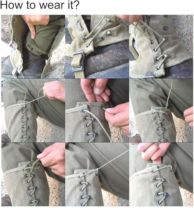 SMONT WW2 US. M1936 Gaiters Leggings Repro WWII Soldier Canvas Puttee for Hiking Climbing Khaki