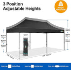 COBIZI 10x20 Pop up Canopy Tent 10x20 Canopy with 6 Sidewalls Waterproof Heavy Duty Commercial Canopy Tent for Parties Outdoor Tent Garden Gazebo Tent, Carry Bag with Wheel(10x20ft, Black)