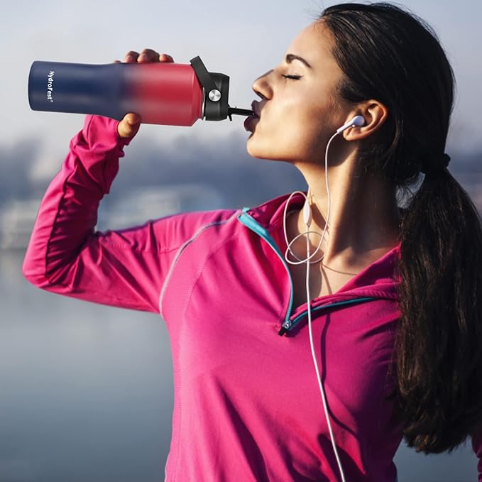 32oz Water Bottle Insulated with Straw,Leak Proof Water Bottles，Mens Water Bottle Stainless Steel for Gym,Hiking,Travel，Sport,1 Liter,Bpa free