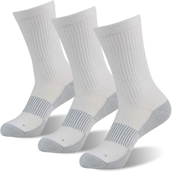 FOOTPLUS Hiking Copper Compression Socks,Unisex Cushioned Sole Arch Support Athletic Crew Running Socks