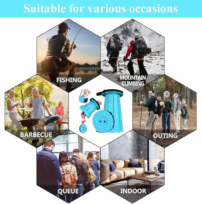 Fishboy Upgraded Collapsible Stool, 400lbs Max Weight, Lightweight But Sturdy, Portable Retractable Folding Telescoping Foldable Camping Stool for Adults Outdoor Fishing Hiking Gardening Travel BBQ