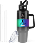 40 oz Tumbler with Handle and Straw or Convert to 40 oz Insulated Water Bottle Fits in Cup Holder. Stainless Steel Metal Water Flask with 2 Lids for Travel,Camping,Gym Sports Coffee Mug Thermal Cup