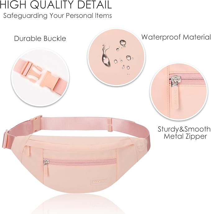 MAXTOP Large Crossbody Fanny Pack with 4-Zipper Pockets,Gifts for Enjoy Sports Festival Workout Traveling Running Casual Hands-Free Wallets Waist Pack Phone Bag Carrying All Phones