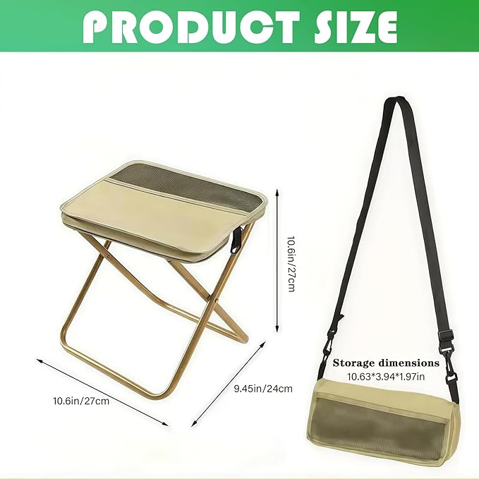 Portable Ultralight Travel Stool - Camping Chair, Foldable Fishing Stool with Carry Keychain,Handbag Style Fold for Backpack, Outdoor Footstool for Picnic Hiking Fishing