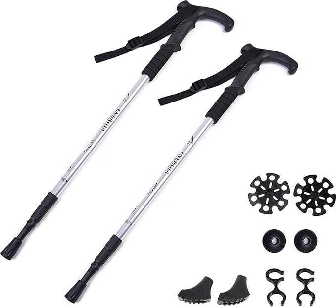 ThreeH Walking Sticks Lightweight Trekking Poles T Anti-Slip Handle Design Adjustable Walking Cane for Travel Hiking Climbing Senior Men Women