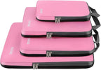 BAGAIL 4 Set/6 Set/8 Set Compression Packing Cubes Travel Accessories Expandable Packing Organizers (Cloth Pattern, 4-Pink)