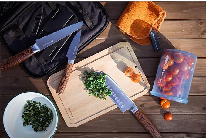 GSI Outdoors, Rakau Gourmet 3-Piece Camping Knife Set with Stainless Steel Blades and Waterproof Wood Handles, Perfect for Outdoor Cooking and Adventures
