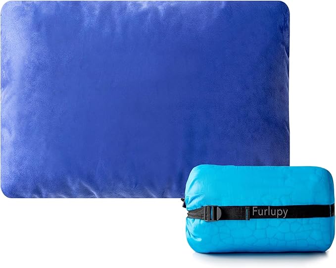 Small Gel Memory Foam Camping Pillow Travel - Contoured Support -Compressible Pillow Ideal for Backpacking, Camping, Travel, Car, Airplane,Office Nap