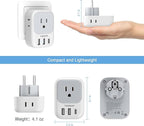 TESSAN 2 Pack Type E F Plug Adapter USB C, Germany France Power Adaptor with 3 USB Charger Ports, 4 AC Outlets Travel Plug for US to Europe EU Spain Iceland Korea Greece Russia German French