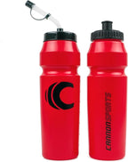 Cannon Sports 1 Liter Sports Water Bottle, BPA-Free, 34 Oz Capacity, Large Mouth, 2 lids (Straw and Squeeze), Great For Helmet Sports Such As Hockey, Lacrosse, Football, Boxing (Red)