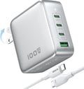 GaN USB C Charger 100W, 4 Port PD3.1 Laptop Charger Block Foldable Compact PPS Fast Power Adapter for MacBook Pro/Air, iPad Pro, iPhone 17/16 Series, Galaxy S25/S24, Pixel 10/9, Steam Deck, and More