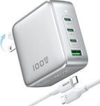 GaN USB C Charger 100W, 4 Port PD3.1 Laptop Charger Block Foldable Compact PPS Fast Power Adapter for MacBook Pro/Air, iPad Pro, iPhone 17/16 Series, Galaxy S25/S24, Pixel 10/9, Steam Deck, and More