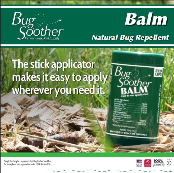 Bug Soother Balm - Natural Insect, Gnat, Black Fly, and Mosquito Deterrent - DEET Free - Safe for Adults, Kids, Pets, & Environment - Made in USA - 0.56 oz. (2-Pack)