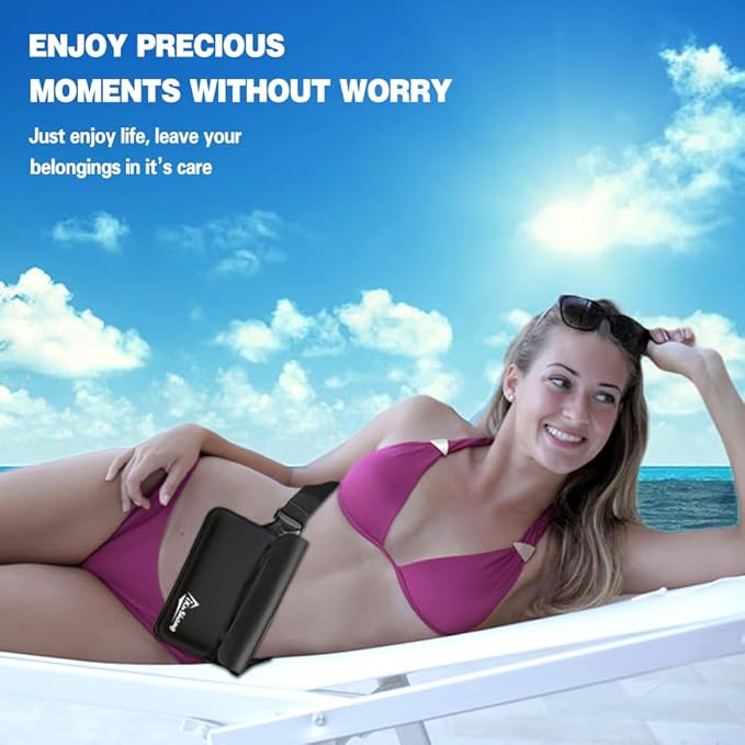 Waterproof Fanny Pack, Waterproof Pouch for Phone Passport Wallet Holder, Floating Dry Bags for Travel Beach Swimming Kayaking Boating Pool Diving Accessories