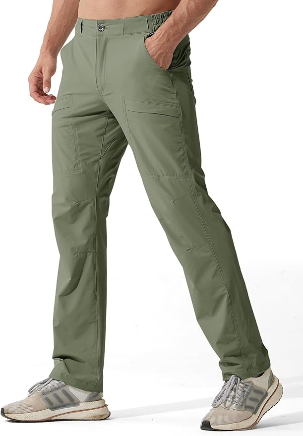 FREE SOLDIER Men's Outdoor Cargo Hiking Pants with Belt Lightweight Waterproof Quick Dry Tactical Pants Nylon Spandex