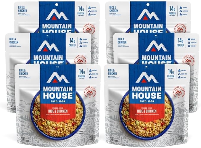 Mountain House GlutenFree Rice & Chicken FreezeDried Food for Camping, 12 Servings, 30Year ShelfLife