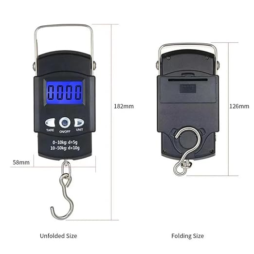 50KG Portable Luggage Scale with Measuring Tape, 8-Pack High-Precision Digital Handheld Electronic Scale for Travel, Fishing, and Weight Measurement