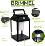 Solar Outdoor Lantern Aluminum LED Portable Rechargeable Table Lamp 35W 3000K Outdoor Nightstand Lamp IP44 Waterproof Cordless Touch Control USB Solar 2 in 1 Hand Light for Patio, Black