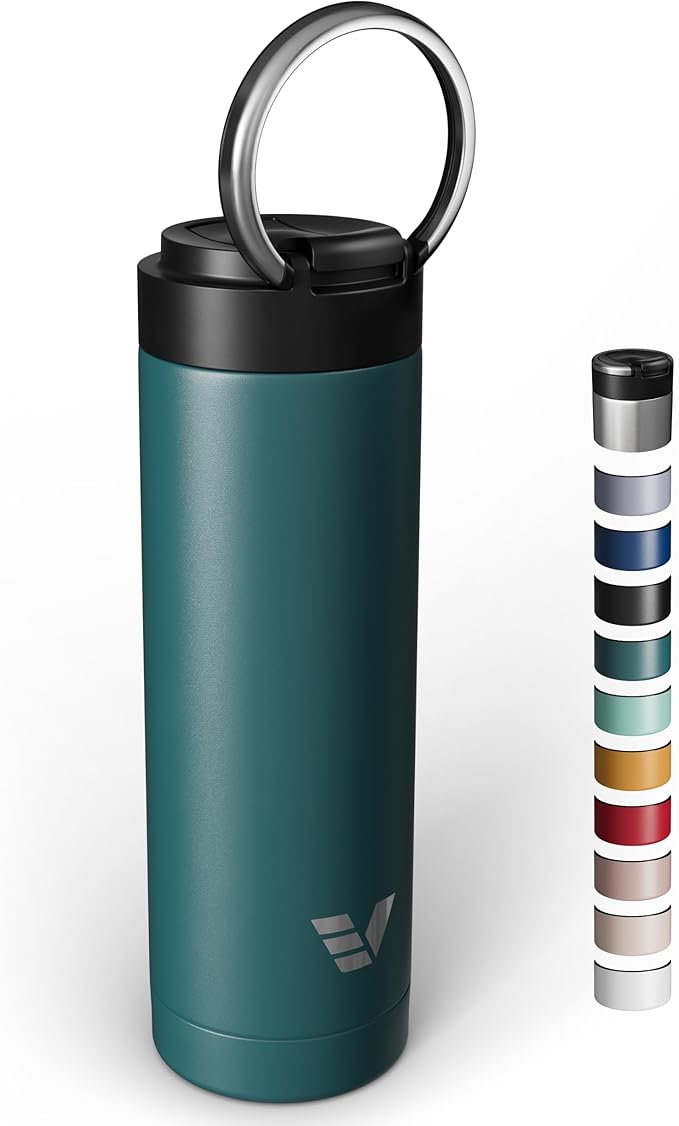 Maxi Stainless Steel Water Bottle 26oz - Double wall vacuum insulated | Integrated carry handle | leak proof flip top lid | Lightweight & stylish - Teal Green